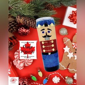 Nutcracker 20oz skinny Christmas glitter epoxy tumbler, insulated travel mug